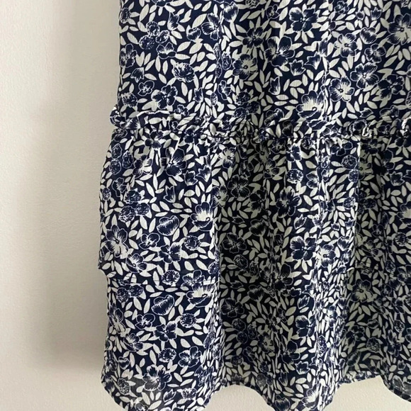J. Crew Navy and White Floral Ruffle Mini Skirt - Picture 4 of 14